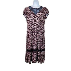 Torrid Womens Short Sleeve Leopard Animal Print Studio Knit Midi Dress Size 2X